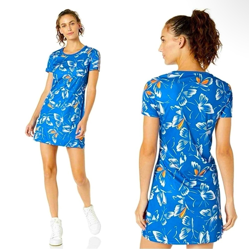 NWT ADIDAS X FARM RIO Butterfly Print Mini Dress Blue M